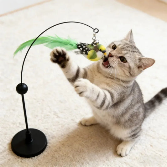 Bird-Shaped Cat Toy Replacement Head 1 PC, Green Plastic Chew-Resistant Accessory, Lightweight Interactive Teaser Toy