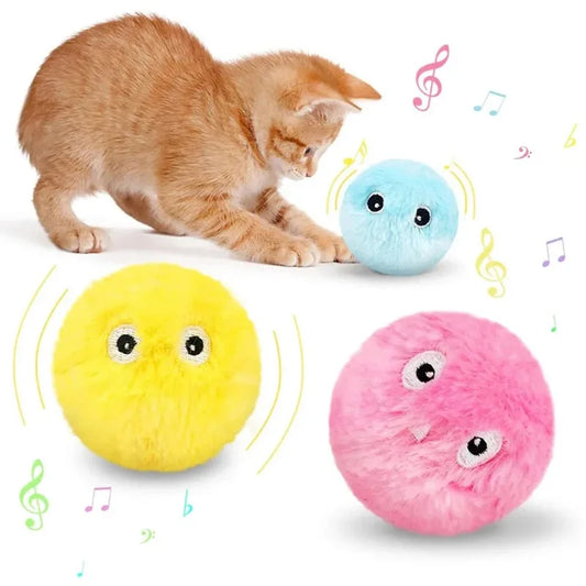 Plush Interactive Ball Cat Toy Electric Sound Catnip Training Touch Sounding Pet Product Squeak Ball Fluffy Toys