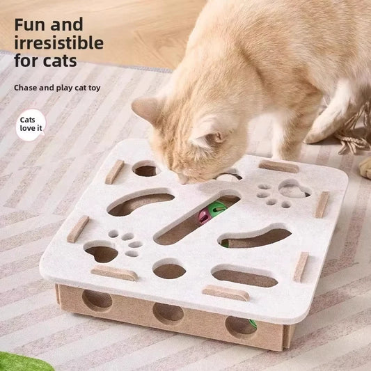 Cat Toy Felt Puzzle Box Exercise Toy With Ball Indoor Sports Entertainment Hunting Cat