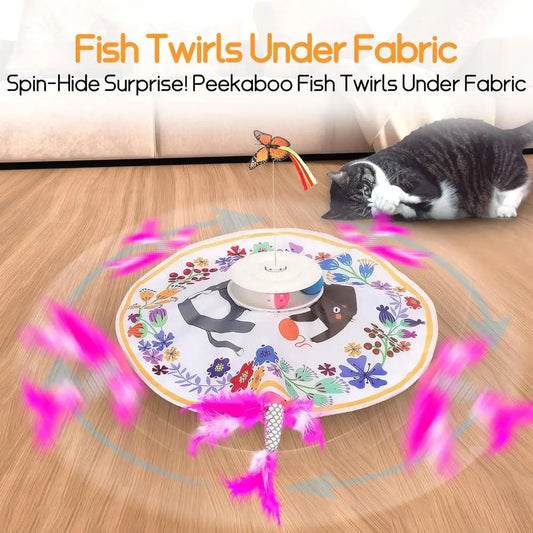 4-in-1 Interactive Cat Toy, Auto Litter Toy, Sensor Automatic Hide & Seek, USB Rechargeable, Indoor Cats Exercise & Boredom Relief