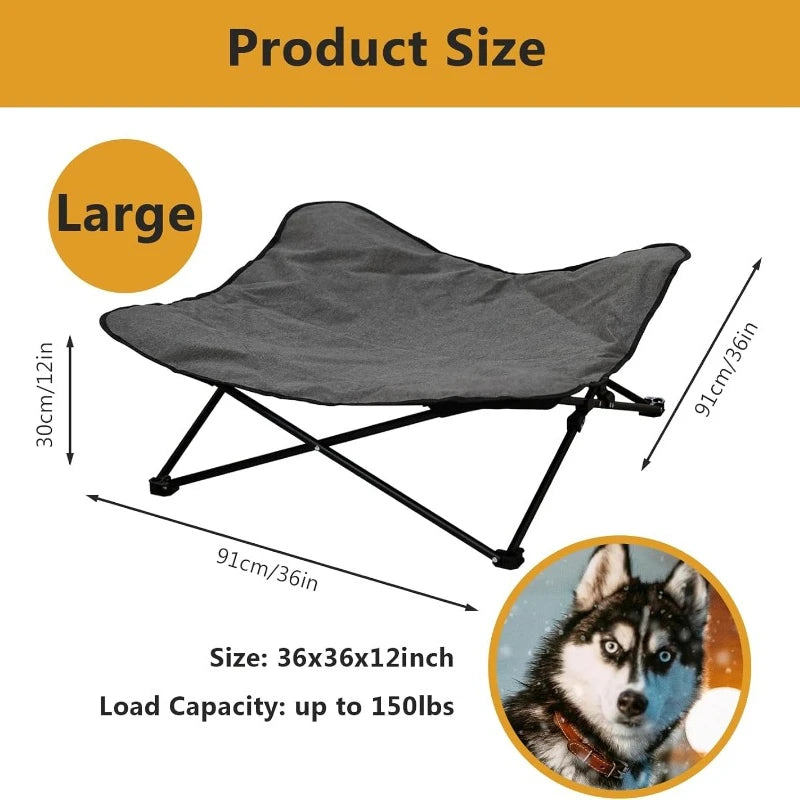 Elevated Dog Bed Portable Raised Pet Cot Indoor Folding Dog Cot Bed Padded Filling Carrying Bag Included Pet Camping Traveling