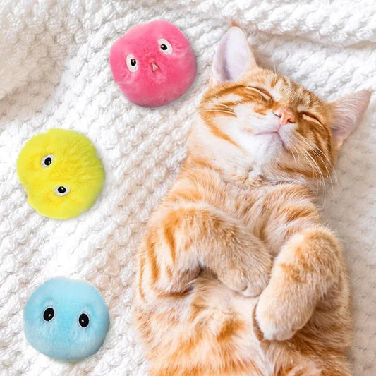 Plush Interactive Ball Cat Toy Electric Sound Catnip Training Touch Sounding Pet Product Squeak Ball Fluffy Toys