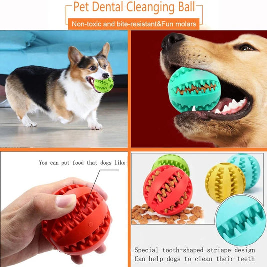 Dog Toy Ball Interactive Rubber Balls Tooth Cleaning Cats Pets Food Treat Feeder Silicone Balls Toy