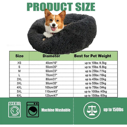 Washable Round Donut Cuddler Dog Bed with Anti-Slip Bottom, Gradient Beige, 43 Inch