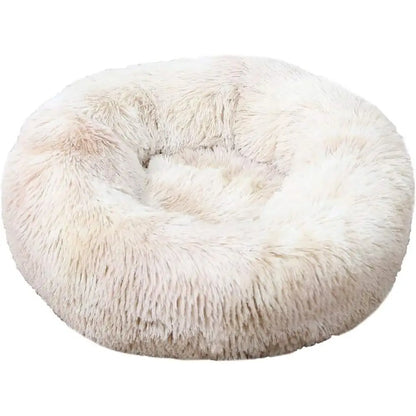 Washable Round Donut Cuddler Dog Bed with Anti-Slip Bottom, Gradient Beige, 43 Inch