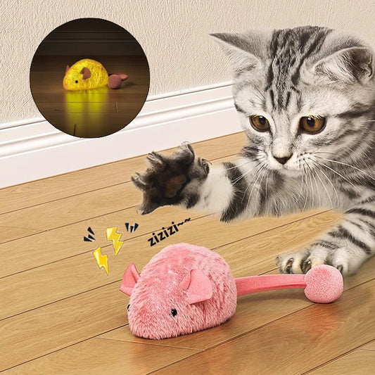 New Interactive Mouse Plush Cat Chew Toys Boredom Interactive Plush Toys Kitten Game Indoor Plush Mice Luminous Toys
