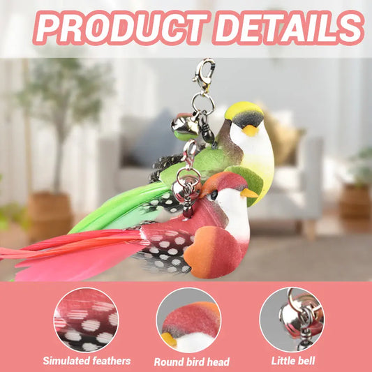 Interactive Bird Cat Toy Replacement Head, Plastic Chew-Proof Kitten Teaser Refill, Green Red Durable Cat Playing Accessories