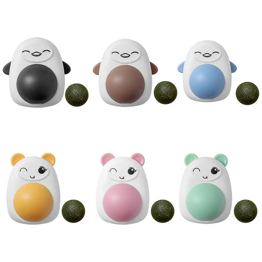 2Pcs Plastic Catnip Ball Replaceable Rotatable for Pet Health Supplies (Green Hamster)