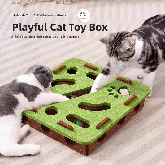 Cat Toy Felt Puzzle Box Exercise Toy With Ball Indoor Sports Entertainment Hunting Cat