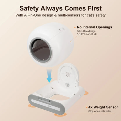 DOEL 65L Self-Cleaning Cat Litter Box App Control, ONLY Supports 2.4G WiFi w/Litter Mat&Trash Bags, Fit for Tofu & Mixed Litter