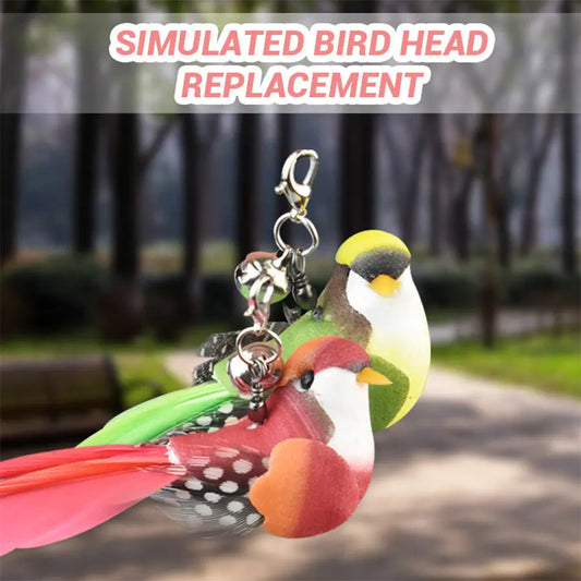 Interactive Bird Cat Toy Replacement Head, Plastic Chew-Proof Kitten Teaser Refill, Green Red Durable Cat Playing Accessories