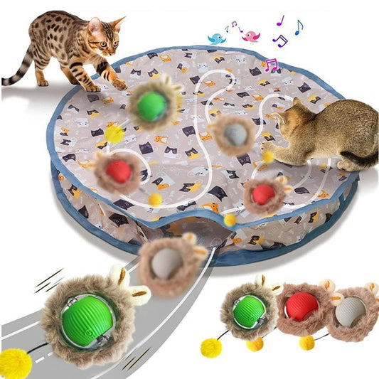 Smart Interactive Cat Toys Ball Fast Rolling in Pouch Hide and Seek Kitten Motion Activated Interactive Indoor